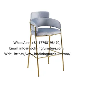 Tall Velvet Bar Chair thumbnail-1