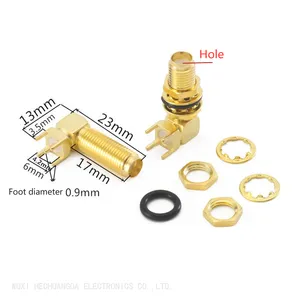 SMA KWE RF Adapter Female Jack Connector Right Angle Solder Type Antenna CONNECTOR PCB Mount 23MM thumbnail-1