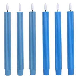 Wholesale 3d Led Skinny Pillar Tapered Candle Flameless Blue Led Taper Candles With Remote thumbnail-2
