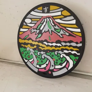 Customized Art Japanese Manhole Cover Painting Ductile Iron Copper Aluminum Relief Metal Ground Sculpture Boundary Post thumbnail-3