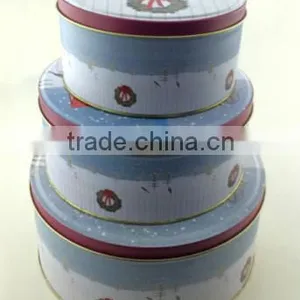 Round Tin Set for Cake Bisciut /cake Tin Container/Round Cookie Tin Box Set of 3 Pcs thumbnail-1