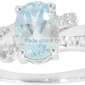 Natural Blue Topaz 925 Sterling Silver Ring Earring Set thumbnail-3