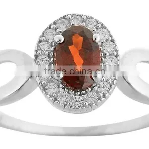 Natural Garnet Stone Fashion 925 Sterling Silver Ring Earring Set thumbnail-2