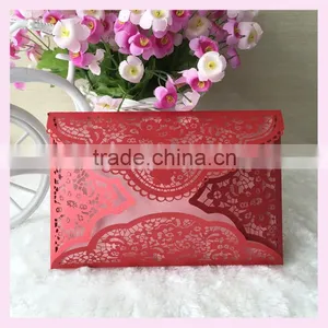 2016 Hot Sale Customized Flower Style Manufacturer Colorful With Beads Pocket Fold Wedding Invitation Card Greeting Cards thumbnail-2
