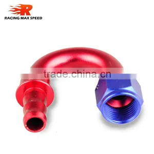 Interchangeable Iso9000 Wholesale Aluminum Oil Cooler Hose Fitting 180 Degree Push On End Blue and Red 10-180-04 thumbnail-2