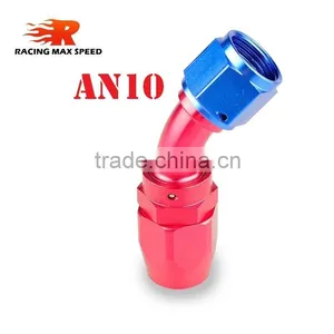 Aluminum Oil Cooler Fitting 45 Degree Resuable Fuel Line Hose End Fitting Adaptor Blue and Red 40-045-10 thumbnail-1