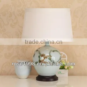 Small Ceramic Desk Lamp With Wood Base thumbnail-1