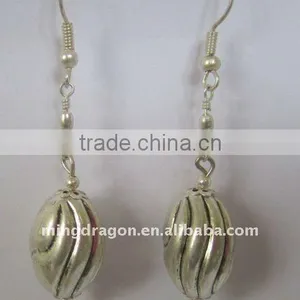 CHINESE TIBET SILVER EARRING EARDROP 155# thumbnail-1
