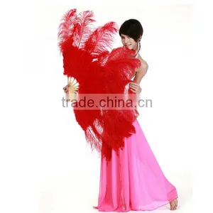 Fashionl Red White and Blue Ostrich Feather Fan in Big Size thumbnail-1