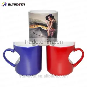 Sunmeta Whole Sale 11oz Blank Sublimation Heart-shaped Color Changing Ceramic Mug Matte thumbnail-3