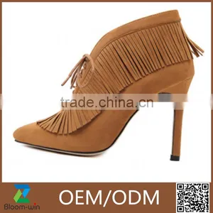 2015 Autumn Winter Women Stiletto Heel Tassel Boots High Heel Ladies Suede Short Ankle Boots thumbnail-1