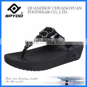 2014 Fashionable Women Flip Flops Patent pu & Rhinestone thumbnail-1