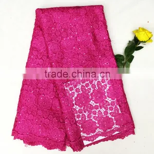 Yellow Guipure Lace/ Lace Fabric for Fashion Dress/ African French Lace for Wedding thumbnail-3