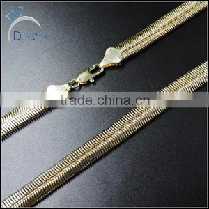 Latest Hip Hop Plated Gold Men's Flat Snake Chains Necklace thumbnail-1