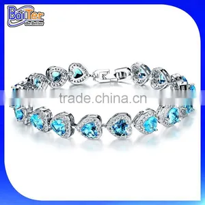 Top Quality 925 Sterling Silver Pave Diamond Heart Tennis Bracelet thumbnail-6