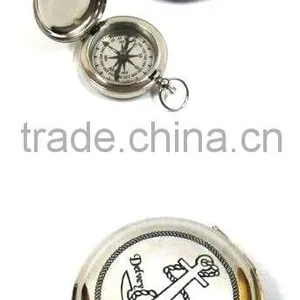 Solid Brass Compass With Faux Leather Case - Chrome Finish 13478 thumbnail-1