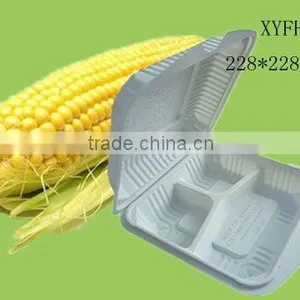 Cornstarch Disposable Biodegradable Plastic Bento Box With 3 Compartment thumbnail-1