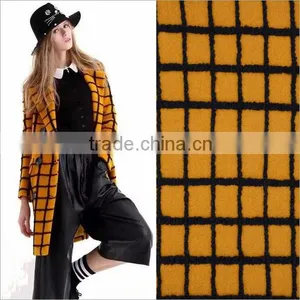 Bright Yellow Checks Jacquard Wool Acrylic Blend Fabric for Coat thumbnail-1
