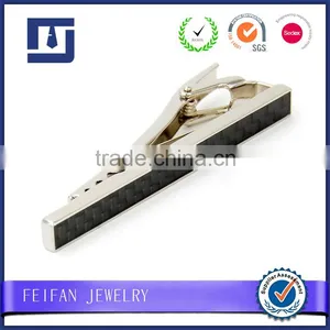 Black Carbon Fibre Custom Logo Tie Clips for Men thumbnail-1