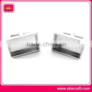 Shiny Silver Plated Zinc Alloy Cufflink Blanks thumbnail-6