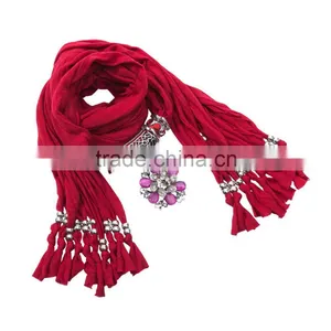 2016 Spring Fashion Plain Red Pendant Scarf thumbnail-1