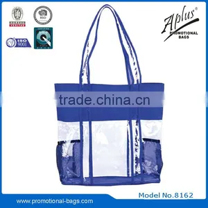 Clear PVC Custom Tote Bag With Two Side Mesh Pockets thumbnail-5