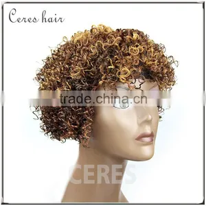 Cheap Wholesale Price High Temperature Fiber Synthetic Wig Futra Fiber Short Kinky Curl Afro Curl Wig thumbnail-1