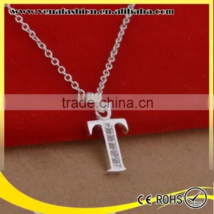 Silver Chian t Initial Letter Pendant, Fashion Letter Pendant Jewelry thumbnail-2