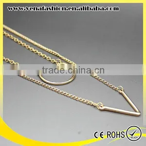 Double-deck Arrows Fashion Long Thin Chain Necklace thumbnail-3