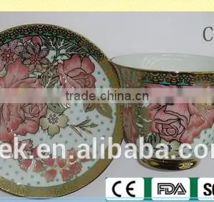 Colored Cafe Tea Cup and Saucer thumbnail-6