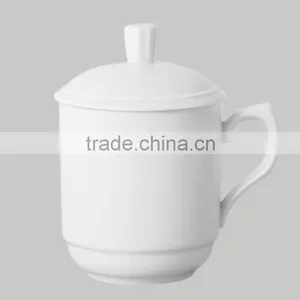 Customize White Blank Ceramic Mug, Ceramic Coffee Mug With Lid, Morning Mug thumbnail-1