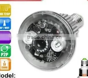Bulb WiFi /AP IP Network DVR Camera 720P P2P Wireless Wifi Bulb Hidden ip Camera With Onvif and SD Card thumbnail-1
