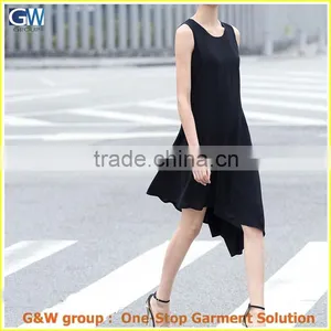 Oblique Hem Sleeveless Dress O Neck Sample Oblique Hem Sleeveless Dress thumbnail-1