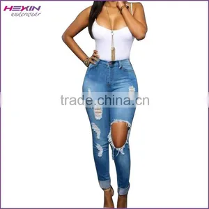 High Quality Factory Price Black Ripped Cheap Woman Fashion Jeans Factory Quality Choice thumbnail-4