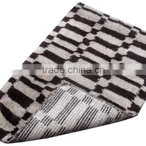 Hand Woven 100% Wool Shaggy Rugs Modern Design Cream/ Dark Brown Colour thumbnail-3
