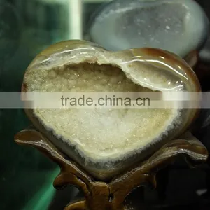 Natural Heart Shape Rock Quartz Agate Stone Geodes thumbnail-1
