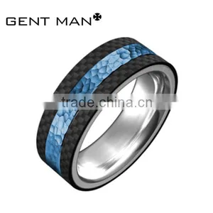 8mm Hammer Surface Titanium Carbon Fiber Ring thumbnail-3