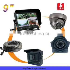 9" HD Car TFT LCD Color Touch Monitor Screen Rearview Display Backup Camera Monitor System for Truck Trailer Bus 4 Video Inputs thumbnail-1