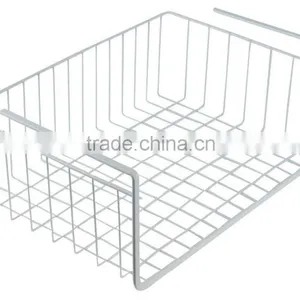 Icegreen Kitchen Use Mesh Grid White Coated Metal Wire Under Shelf Storage Organization Baskets, Wrap Rack thumbnail-1