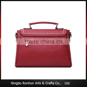 Elegant Silver PU Leather Hand Bag With White Decorative Thread thumbnail-2