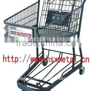 Powder Coat Metal Iron 2 Tier European Style Supermarket Shopping Cart thumbnail-1