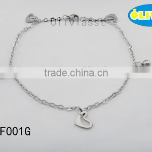 Olivia Jewelry Stainless Steel Anklet Male Female Anklet Jewelry With Heart Pendant thumbnail-1
