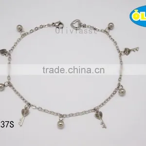 Olivia Jewelry New Styles Anklet Gold Plating Stainless Steel Key Charms Anklets thumbnail-1