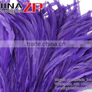 Top Supplier ZPDECOR Wholesale 35-40cm Length Good Colored Royal Purple Fully Dyed Rooster Chicken Feathers for Sale thumbnail-3
