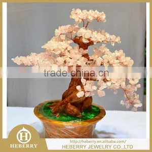 New Fashion Semi-precious Led Christmas Tree in Rose Quartz Crystal thumbnail-1