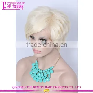 Fashion 8" Short Hair Cut Ombre 613 Blonde Brazilian Human Virgin Hair Bob Lace Wig thumbnail-3