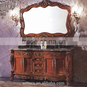 Antique Bathroom Vanity Foshan Furniture With Marble Top and Mirror WTS309 thumbnail-5
