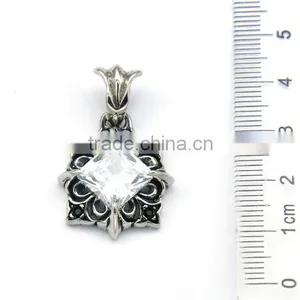 Classic Mens Antique Stainless Steel Religious Charm Diamond Jewelry Black Cross Pendant Necklace thumbnail-2