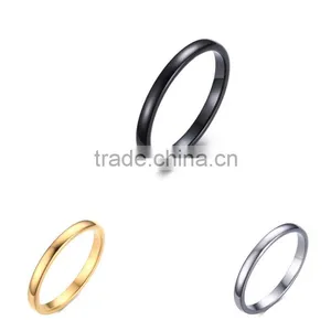 2 mm Thin Band IP Black Plating High Polish Tungsten Carbide Ring thumbnail-5
