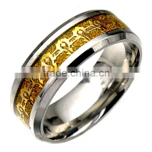 2016 Silver Wedding Band Jewelry Unique Pattern Stainless Steel Polished Rings for Mens thumbnail-3